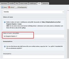 Fliken SEO - Sidans url-namn i adressfältet